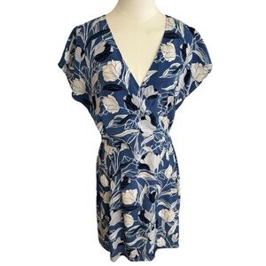 BANANA REPUBLIC Blue White‎ Floral Dress Short Sleeve Work Party Mini Size 6
